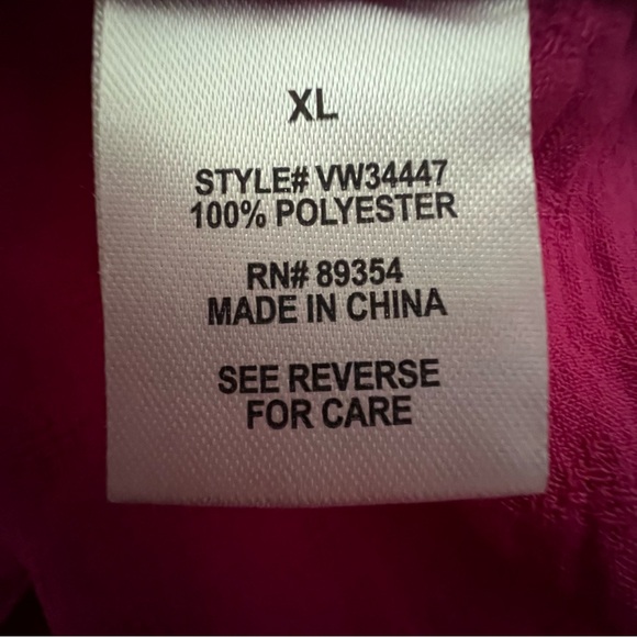 Adrienne Vittadini Fuchsia 3/4 Balloon Sleeve Button-Up Blouse NWT Size XL - Picture 6 of 9